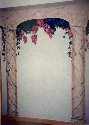 Columns and vines painted on a wall