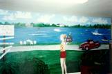 Mural waitress at beach