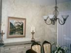 Faux marble walls in a dining room