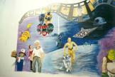 Cartoon characters on a mural