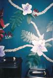 Tropical flowers painted on a wall